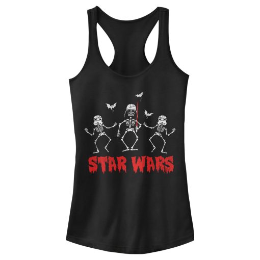 Junior’s Star Wars Halloween Vader Skeletons Racerback Tank Top