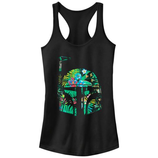 Junior’s Star Wars Hawaiian Print Boba Fett Helmet Racerback Tank Top