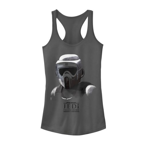 Junior’s Star Wars Jedi Fallen Order Grayscale Scout Trooper Racerback Tank Top