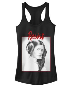 Junior’s Star Wars Leia Resist Pistol Racerback Tank Top