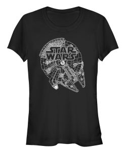Junior’s Star Wars Line Art Millennium Falcon T-Shirt