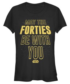 Junior’s Star Wars May The Forties Be With You Text Scroll T-Shirt