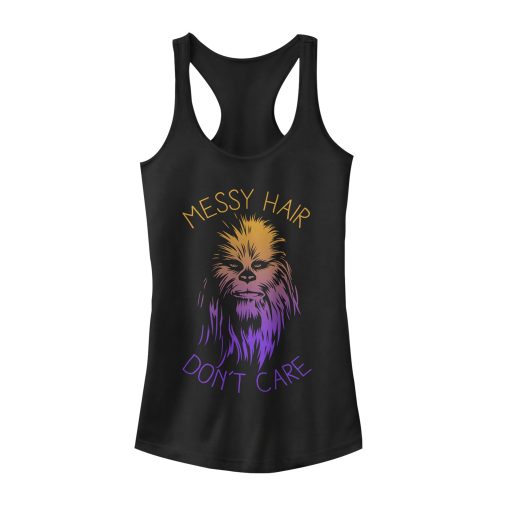 Junior’s Star Wars Messy Hair Don’t Care Chewie Racerback Tank Top