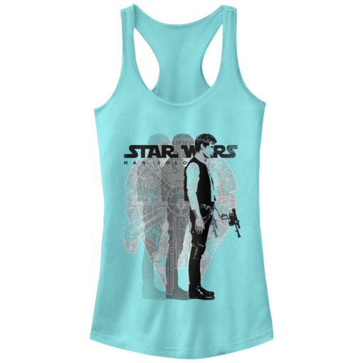 Junior’s Star Wars Millennium Falcon Han Solo Racerback Tank Top