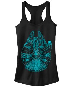 Junior’s Star Wars Millennium Falcon Outline Racerback Tank Top
