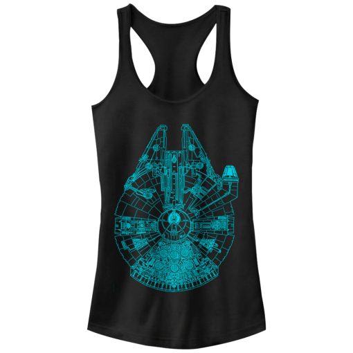 Junior’s Star Wars Millennium Falcon Outline Racerback Tank Top