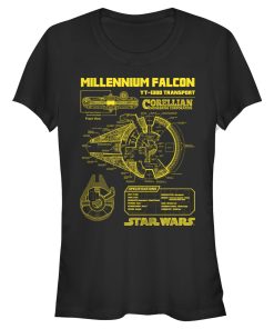 Junior’s Star Wars Millennium Falcon Schematics T-Shirt
