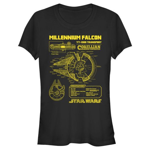 Junior’s Star Wars Millennium Falcon Schematics T-Shirt