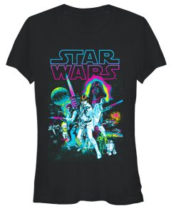 Junior’s Star Wars Neon Collage T-Shirt