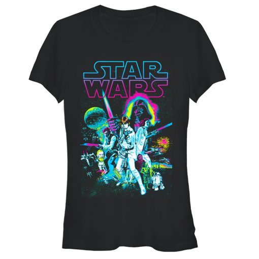 Junior’s Star Wars Neon Collage T-Shirt