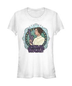 Junior’s Star Wars Ornate Princess Leia Glass T-Shirt