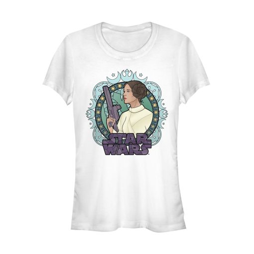 Junior’s Star Wars Ornate Princess Leia Glass T-Shirt