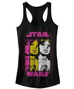 Junior’s Star Wars Princess Leia Vintage Cartoon Trio Racerback Tank Top