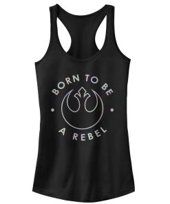 Junior’s Star Wars Rainbow Born to Be a Rebel Racerback Tank Top