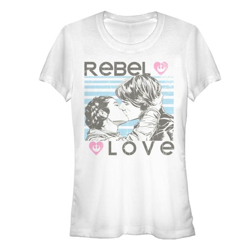 Junior’s Star Wars Rebel Love Han and Leia T-Shirt