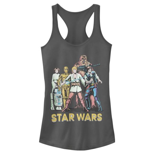 Junior’s Star Wars Retro Character Line-Up Racerback Tank Top