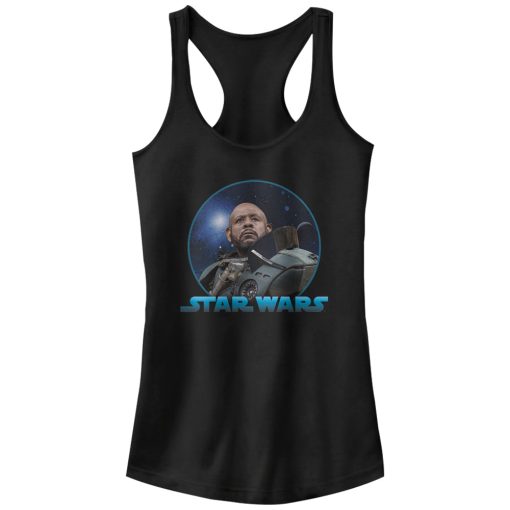 Junior’s Star Wars Rogue One Saw Gerrera Star Racerback Tank Top