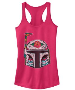 Junior’s Star Wars Rose Sugar Skull Boba Fett Racerback Tank Top