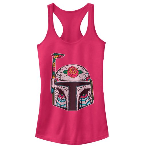 Junior’s Star Wars Rose Sugar Skull Boba Fett Racerback Tank Top