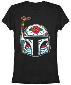 Junior’s Star Wars Rose Sugar Skull Boba Fett T-Shirt