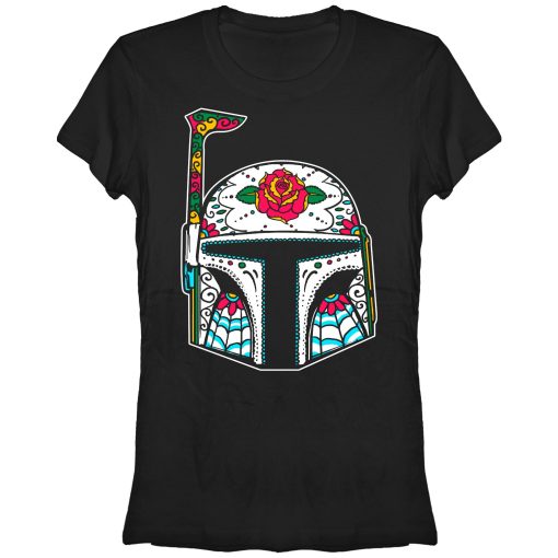 Junior’s Star Wars Rose Sugar Skull Boba Fett T-Shirt