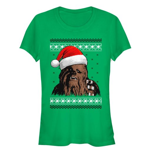 Junior’s Star Wars Santa Hat Chewbacca T-Shirt