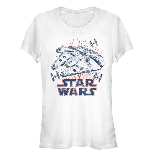 Junior’s Star Wars Spaceship Flash Print T-Shirt