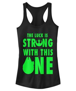 Junior’s Star Wars St. Patrick’s Day Luck is Strong Falcon Racerback Tank Top