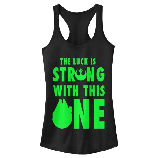 Junior’s Star Wars St. Patrick’s Day Luck is Strong Falcon Racerback Tank Top