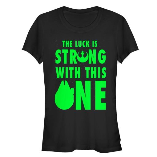 Junior’s Star Wars St. Patrick’s Day Luck is Strong Falcon T-Shirt