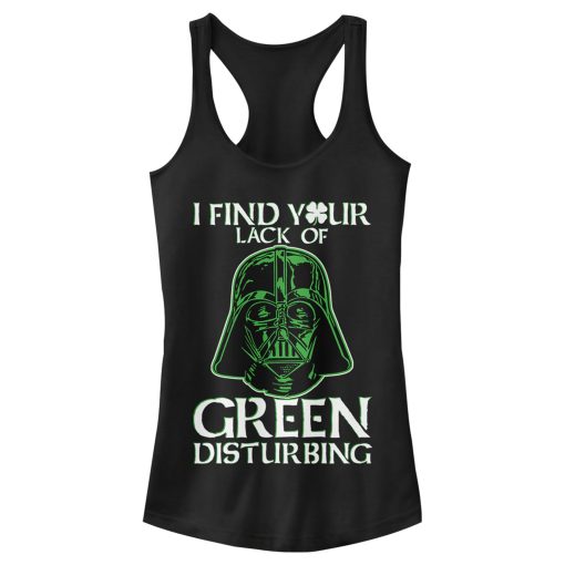 Junior’s Star Wars St. Patrick’s Day Vader Lack of Clover Racerback Tank Top