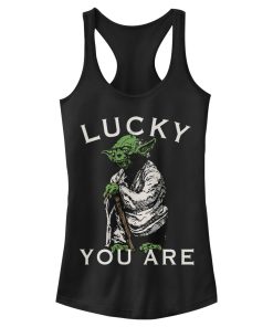 Junior’s Star Wars St. Patrick’s Day Yoda Lucky You Are Racerback Tank Top