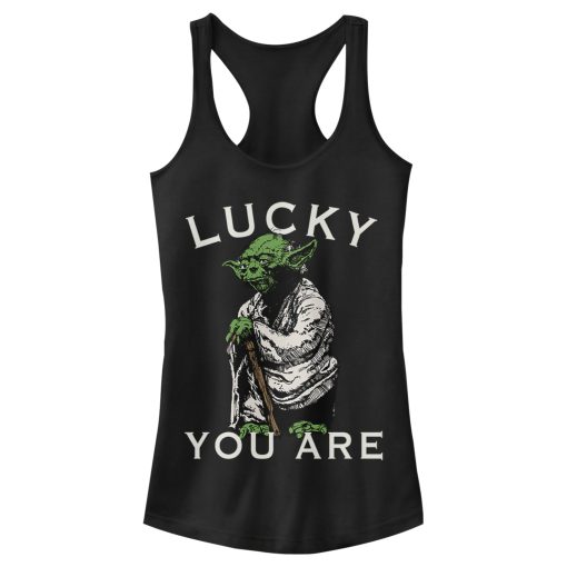 Junior’s Star Wars St. Patrick’s Day Yoda Lucky You Are Racerback Tank Top