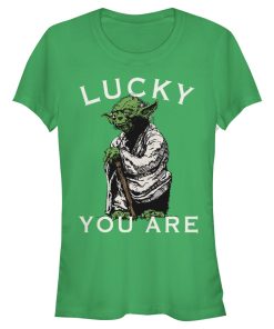 Junior’s Star Wars St. Patrick’s Day Yoda Lucky You Are T-Shirt