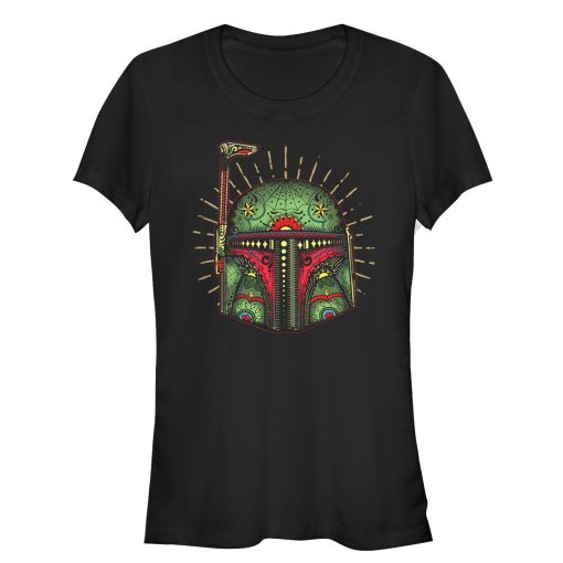 Junior’s Star Wars Sugar Skull Boba Fett Glow T-Shirt