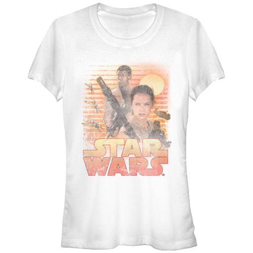 Junior’s Star Wars The Force Awakens Classic Rey and Finn T-Shirt