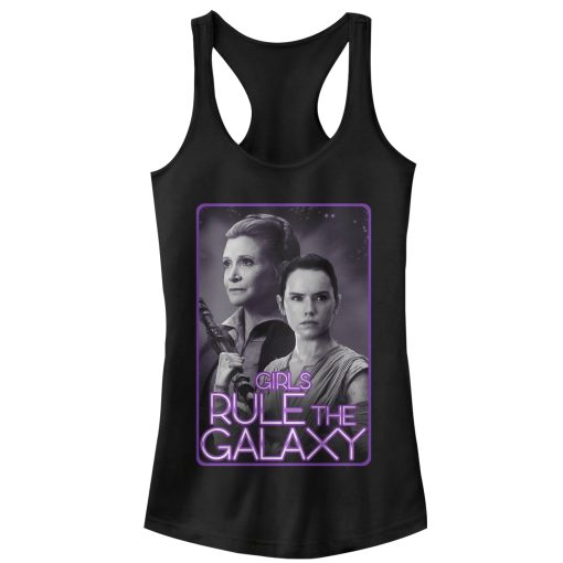 Junior’s Star Wars The Force Awakens Leia and Rey Rule the Galaxy Racerback Tank Top