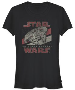 Junior’s Star Wars The Force Awakens Millennium Falcon T-Shirt