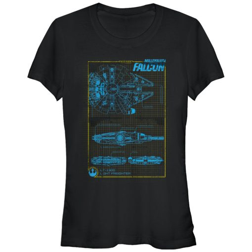 Junior’s Star Wars The Force Awakens Millennium Falconprint T-Shirt