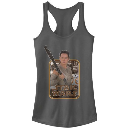 Junior’s Star Wars The Force Awakens Retro Rey and BB-8 Racerback Tank Top