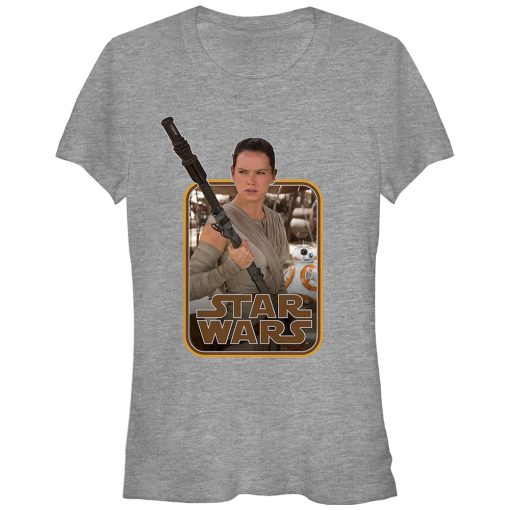 Junior’s Star Wars The Force Awakens Retro Rey and BB-8 T-Shirt