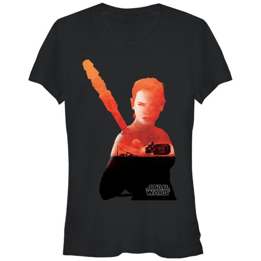 Junior’s Star Wars The Force Awakens Rey Speeder Silhouette T-Shirt