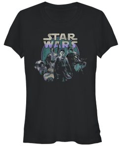 Junior’s Star Wars The Force Awakens Rey and Droids T-Shirt