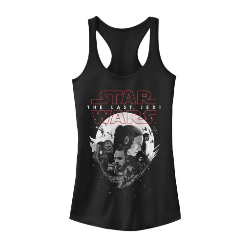 Junior’s Star Wars The Last Jedi Group Planet Logo Racerback Tank Top