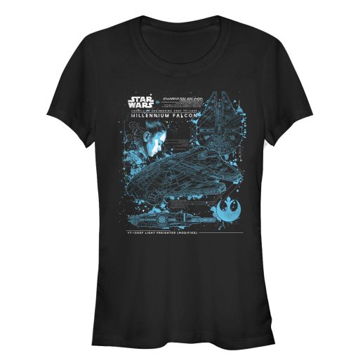 Junior’s Star Wars The Last Jedi Millennium Falcon Plans T-Shirt