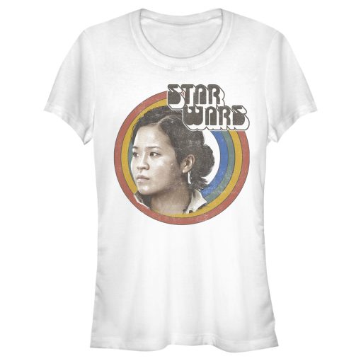 Junior’s Star Wars The Rise of Skywalker Rose Retro Rainbow T-Shirt