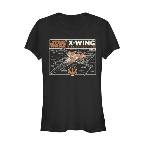 Junior’s Star Wars The Rise of Skywalker X-Wing Schematic Frame T-Shirt