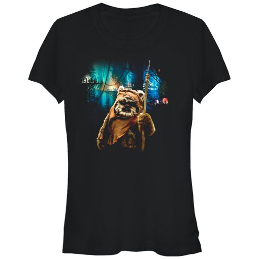 Junior’s Star Wars Tree Village Wicket Ewok T-Shirt