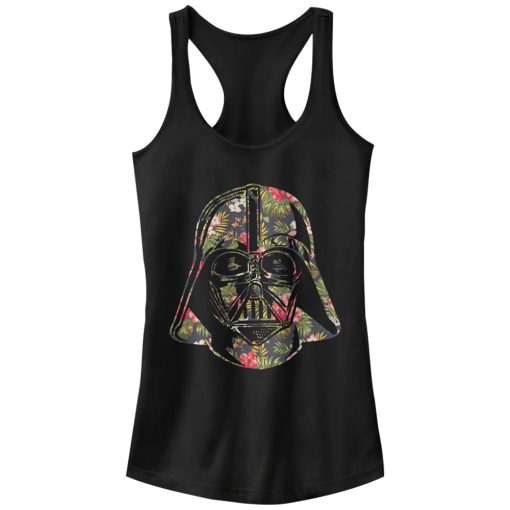 Junior’s Star Wars Tropical Print Darth Vader Helmet Racerback Tank Top