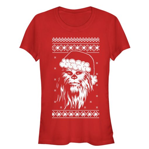 Junior’s Star Wars Ugly Christmas Chewbacca Santa T-Shirt